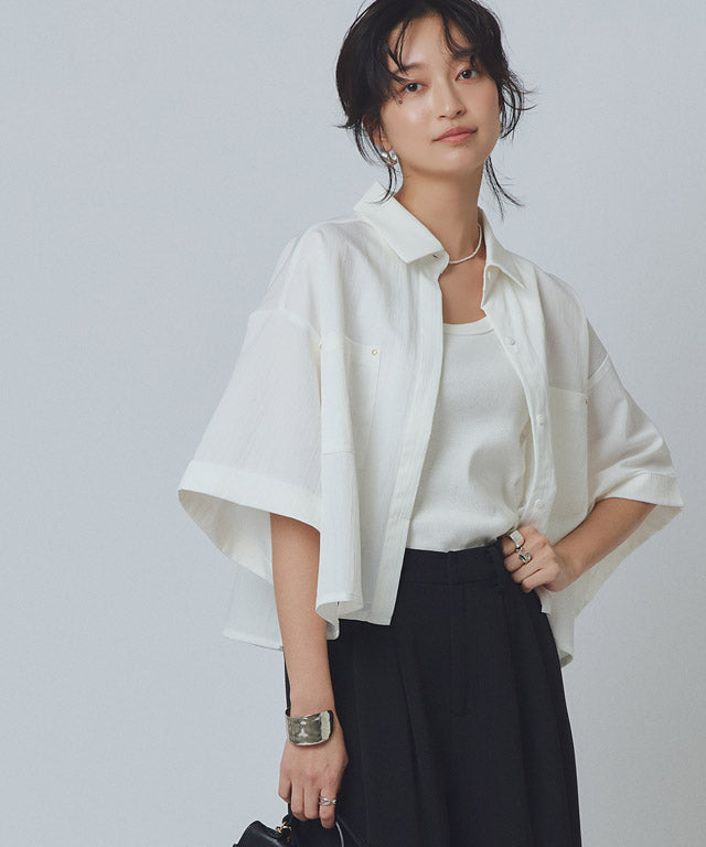 ラス RASW クロップドワイドシャツ （ダークネイビー） ダークネイビー