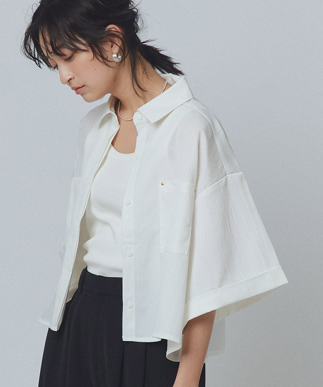 ラス RASW クロップドワイドシャツ （ダークネイビー） ダークネイビー