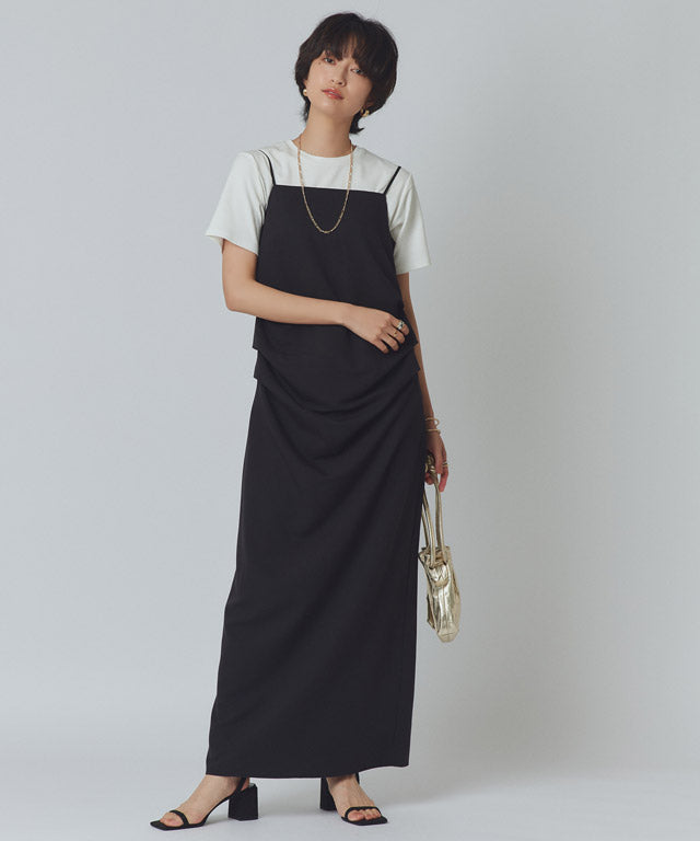 ラス RASW 【低身長向け】ドレープタックキャミワンピース （ブラック） ブラック