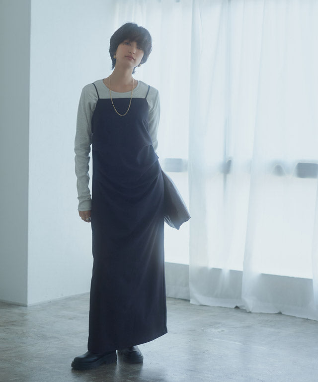 ラス RASW ドレープタックキャミワンピース （ブラック） ブラック