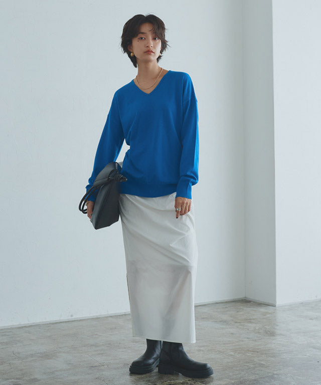 ラス RASW ビスコースVネックルーズニット （ブルー） ブルー