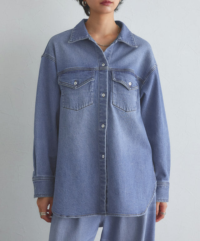 ラス RASW デニムシャツジャケット （ブルー×シルバー） ブルー×シルバー