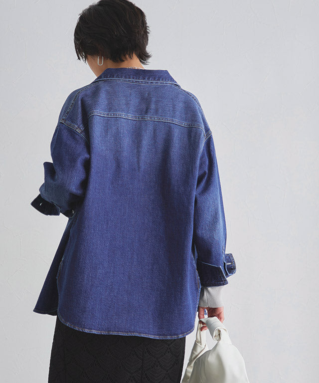 ラス RASW デニムシャツジャケット （ブルー×シルバー） ブルー×シルバー