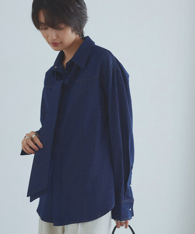 ラス RASW デニムリボンシャツ （ブルー） ブルー