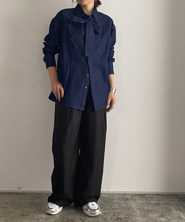 ラス RASW デニムリボンシャツ （ブルー） ブルー