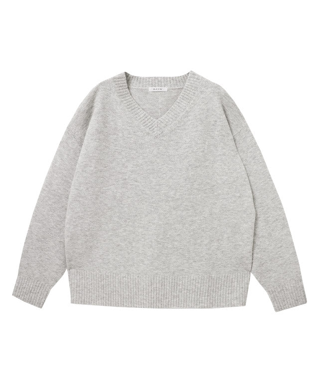 ラス RASW Vネックウールミックスニット （杢ライトグレー） 杢ライトグレー