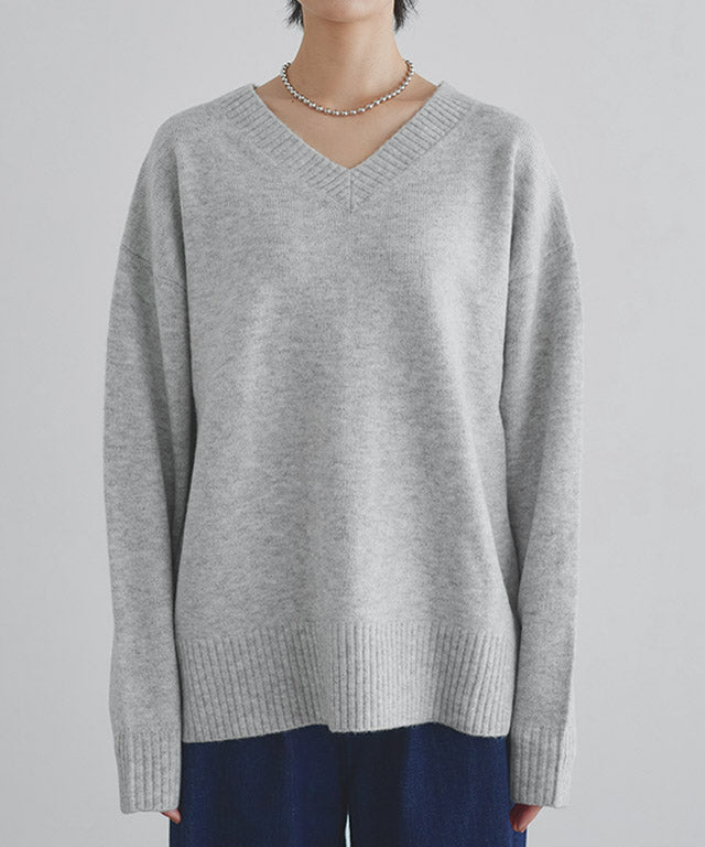 ラス RASW Vネックウールミックスニット （杢ライトグレー） 杢ライトグレー