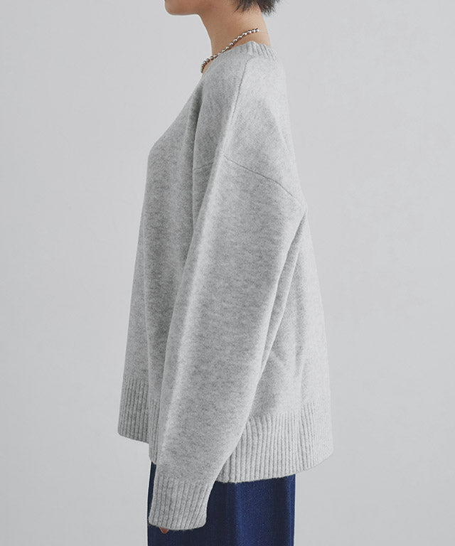 ラス RASW Vネックウールミックスニット （杢ライトグレー） 杢ライトグレー