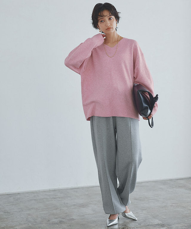 ラス RASW Vネックウールミックスニット （杢ライトグレー） 杢ライトグレー