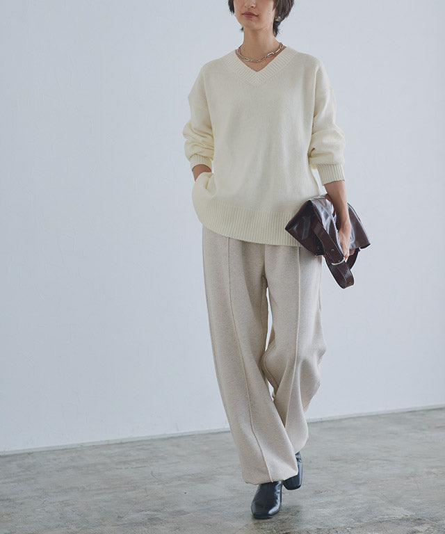 ラス RASW Vネックウールミックスニット （杢ライトグレー） 杢ライトグレー