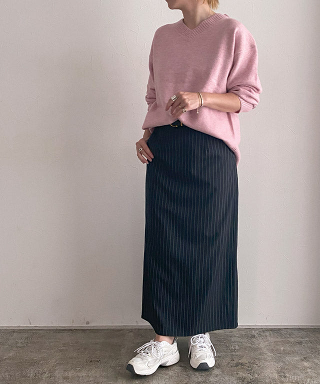 ラス RASW Vネックウールミックスニット （杢ライトグレー） 杢ライトグレー