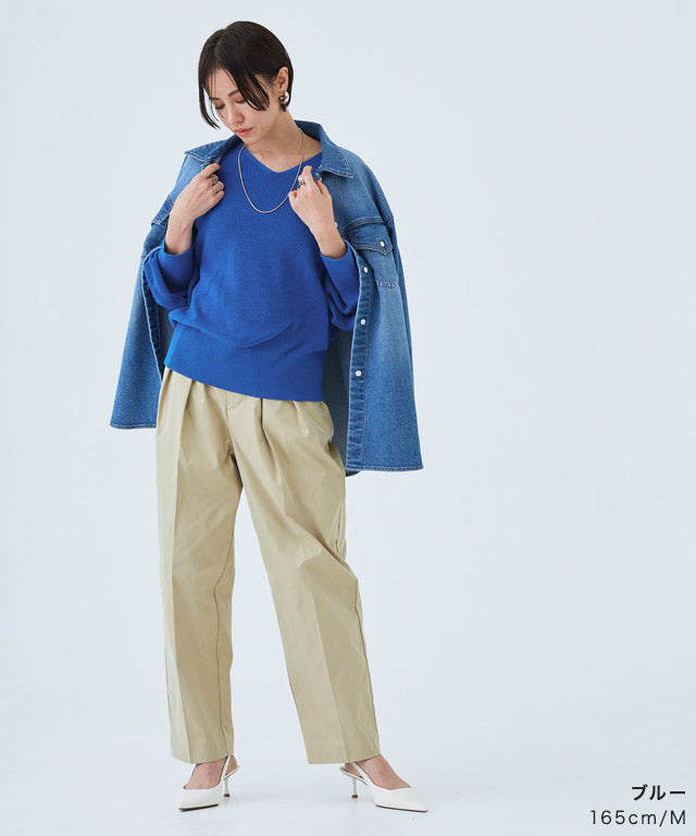 ラス RASW 綿100％Vネックニット