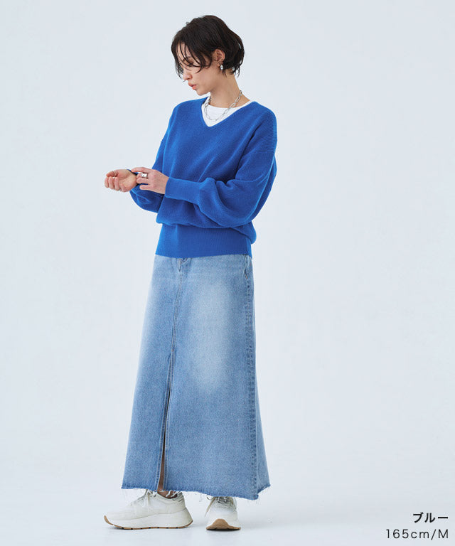 ラス RASW 綿100％Vネックニット