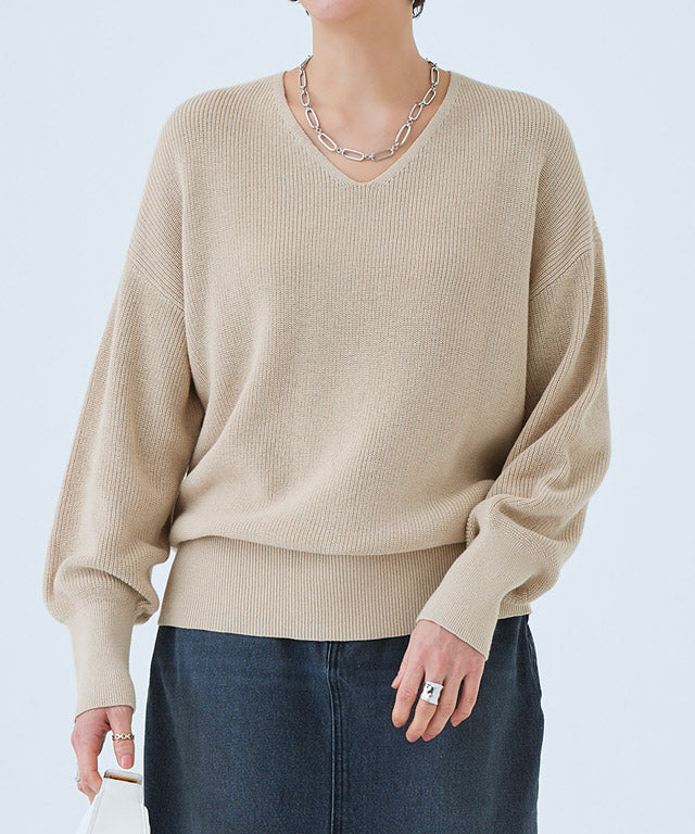 ラス RASW 綿100％Vネックニット