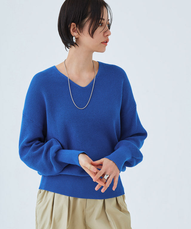 ラス RASW 綿100％Vネックニット