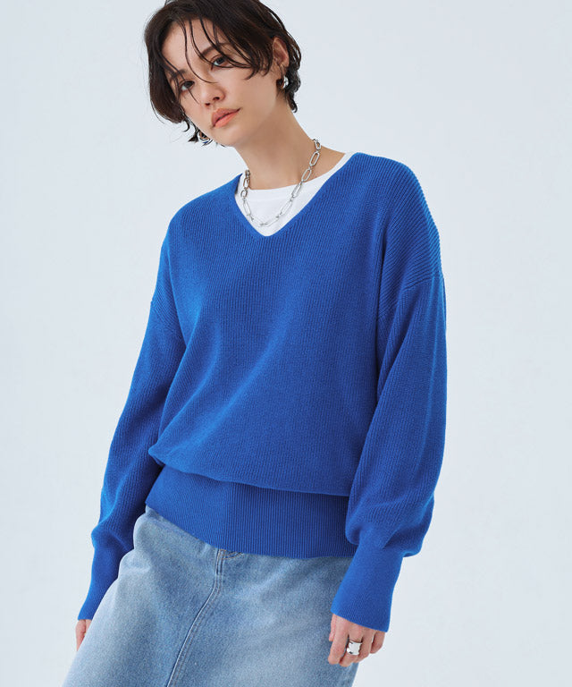 ラス RASW 綿100％Vネックニット