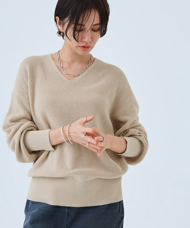 ラス RASW 綿100％Vネックニット