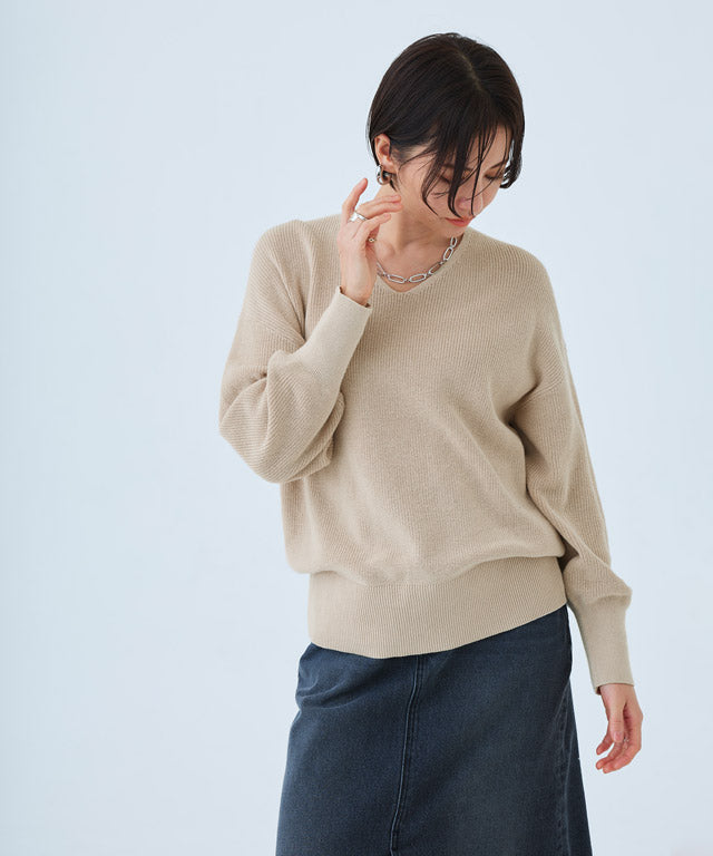 ラス RASW 綿100％Vネックニット
