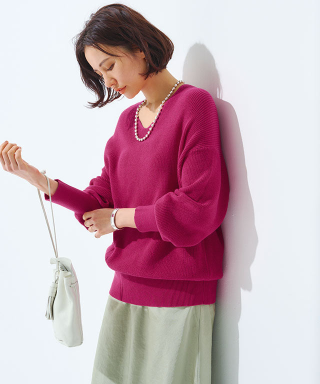 ラス RASW 綿100％Vネックニット