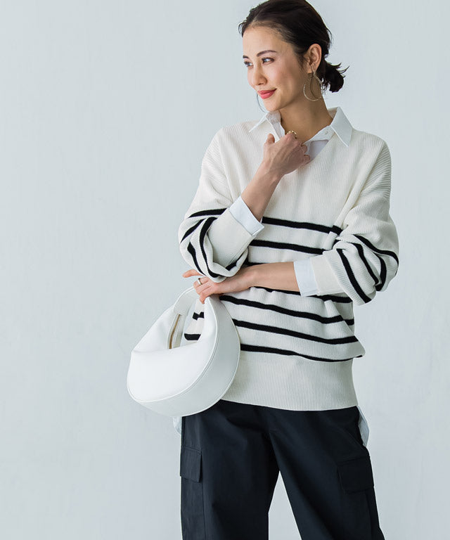 ラス RASW 綿100％Vネックニット