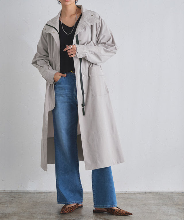 ラス RASW スタンドカラーロングライトコート （グレージュ） グレージュ