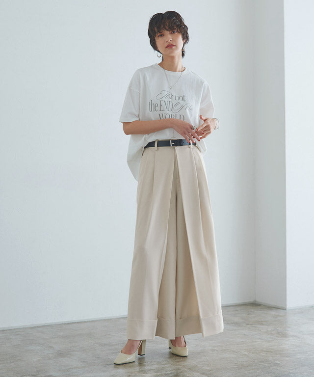 ラス RASW インバーテッドプリーツワイドパンツ （ブラック） ブラック