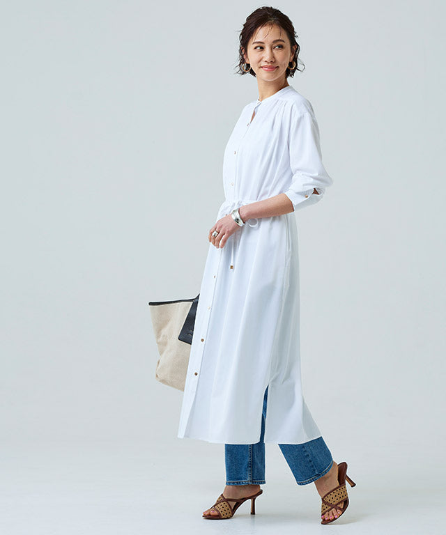 RASW Gold Button Long Shirt Dress