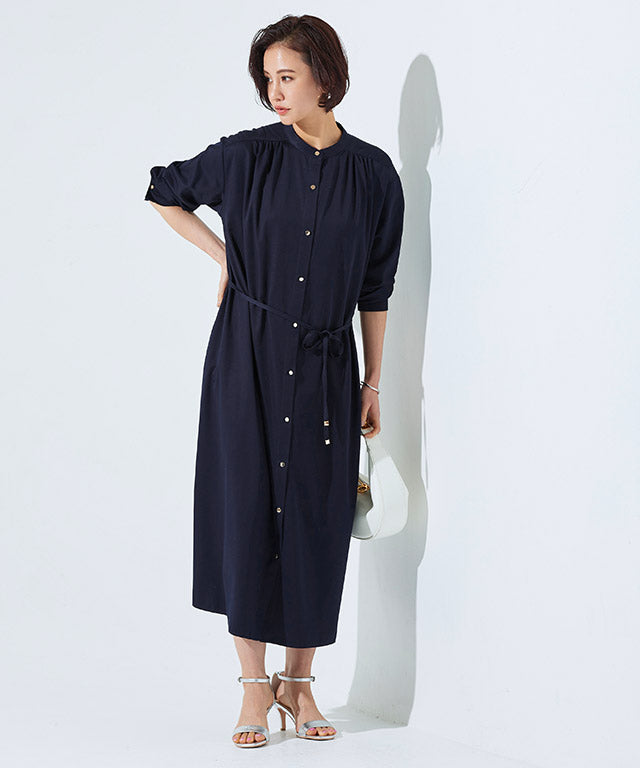 RASW Gold Button Long Shirt Dress