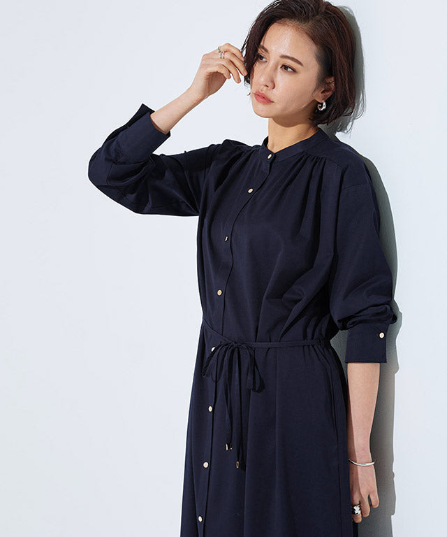 RASW Gold Button Long Shirt Dress