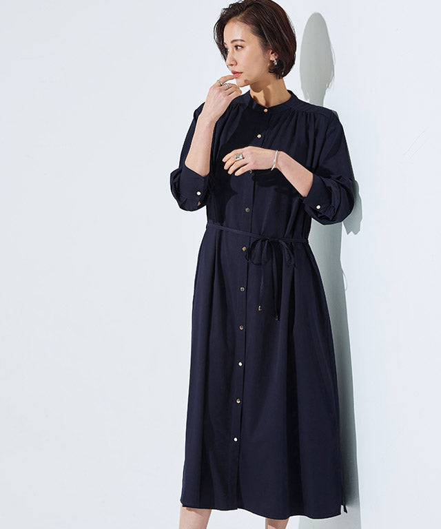RASW Gold Button Long Shirt Dress