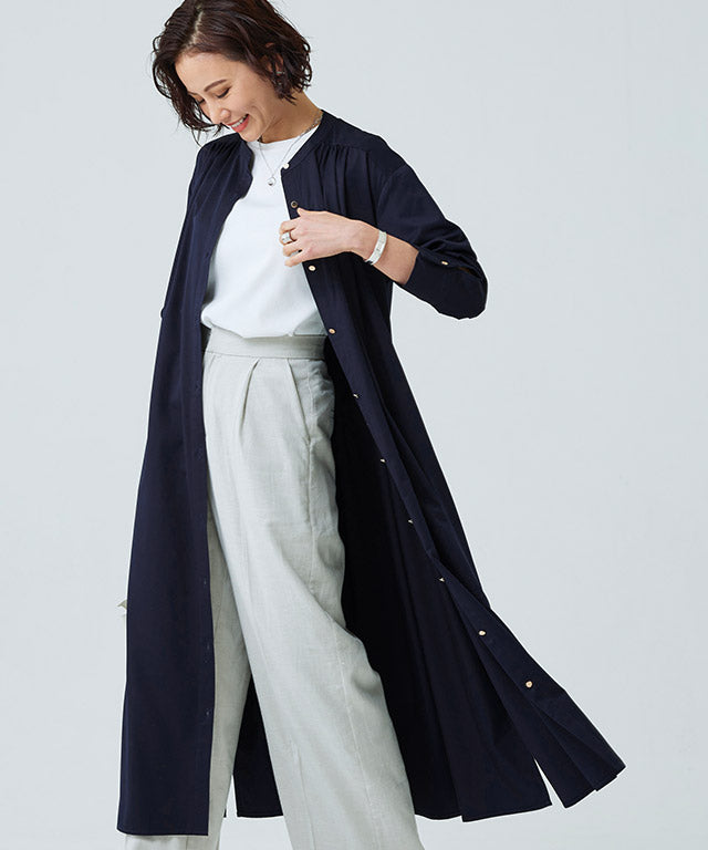 RASW Gold Button Long Shirt Dress