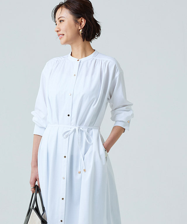 RASW Gold Button Long Shirt Dress