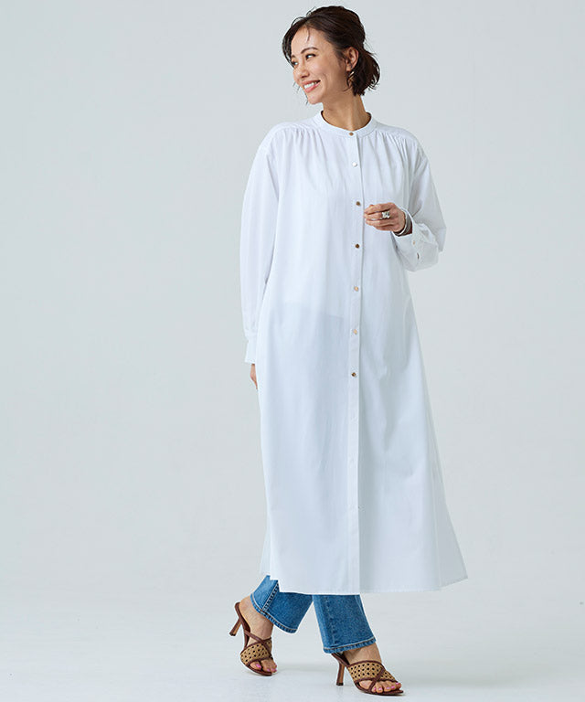 RASW Gold Button Long Shirt Dress