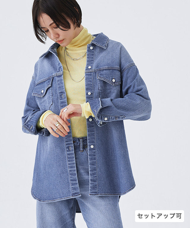 ラス RASW デニムシャツジャケット,ブルー