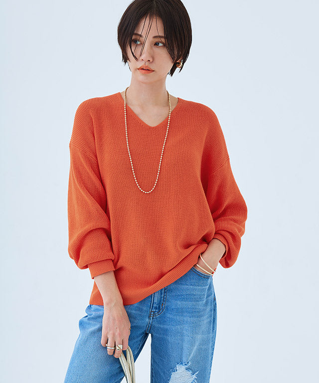 ラス RASW 綿100％Vネックニット