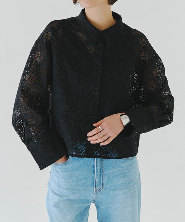ラス RASW レースクロップドワイドシャツ