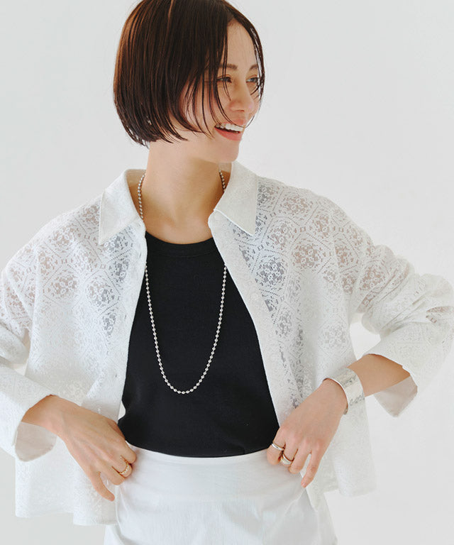 ラス RASW レースクロップドワイドシャツ