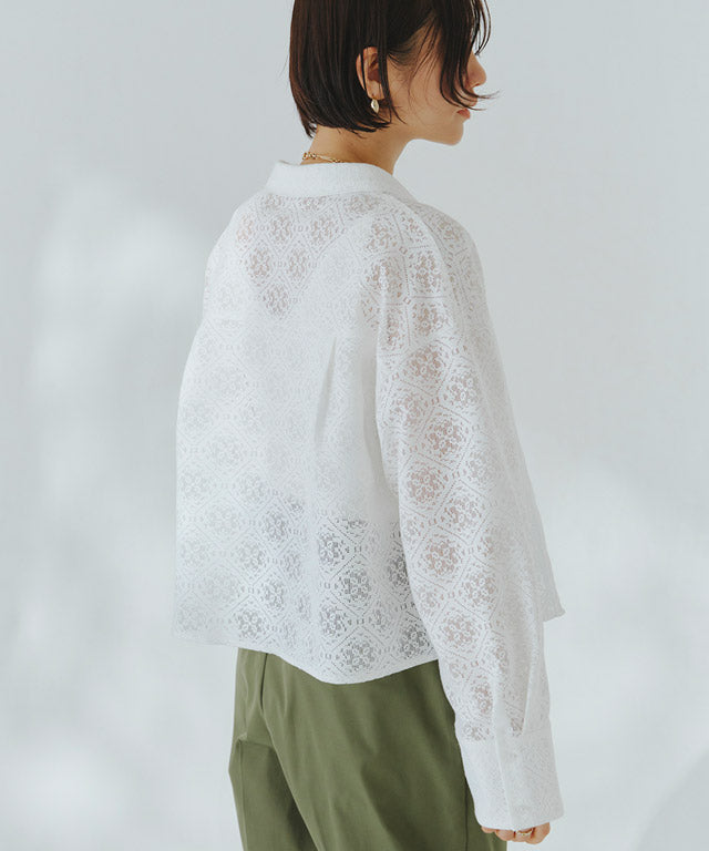 ラス RASW レースクロップドワイドシャツ