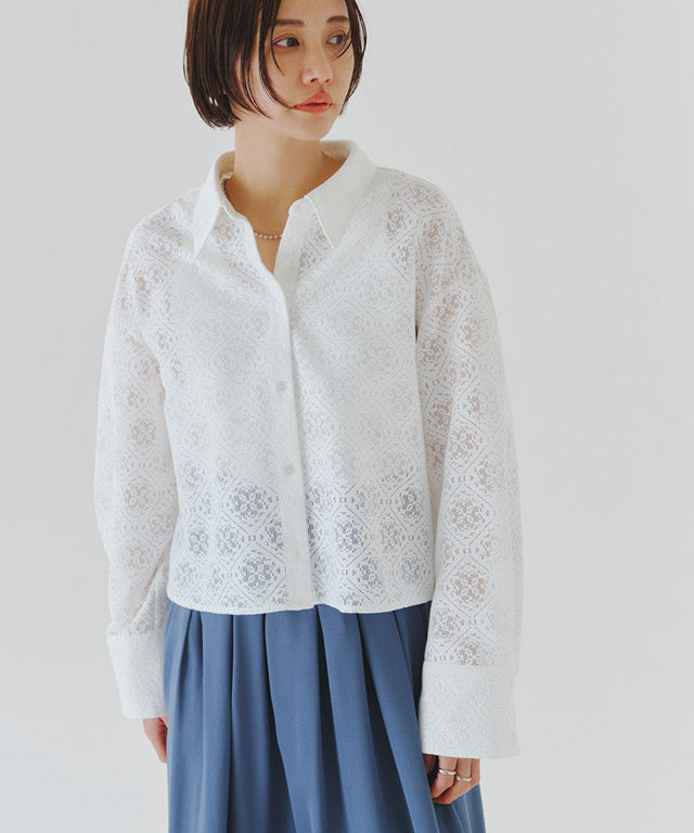 ラス RASW レースクロップドワイドシャツ