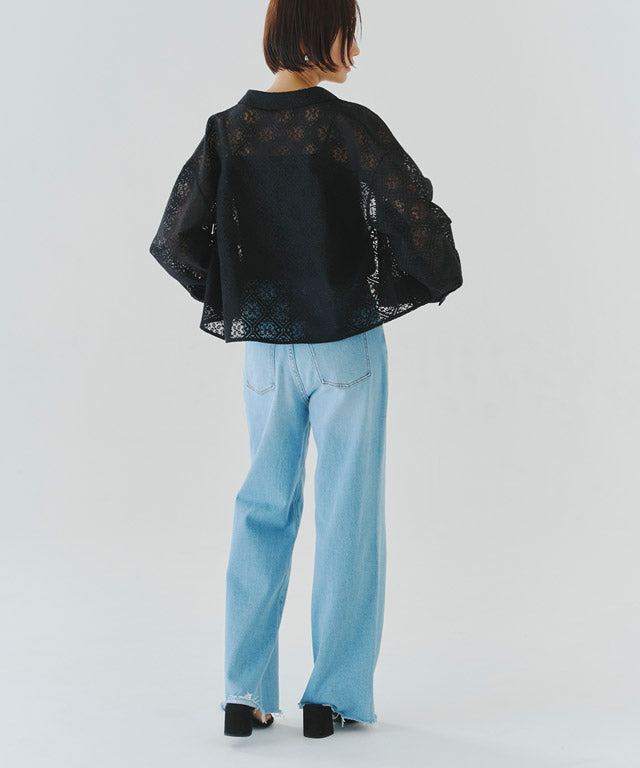 ラス RASW レースクロップドワイドシャツ