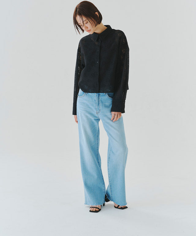 ラス RASW レースクロップドワイドシャツ