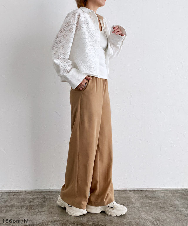 ラス RASW レースクロップドワイドシャツ