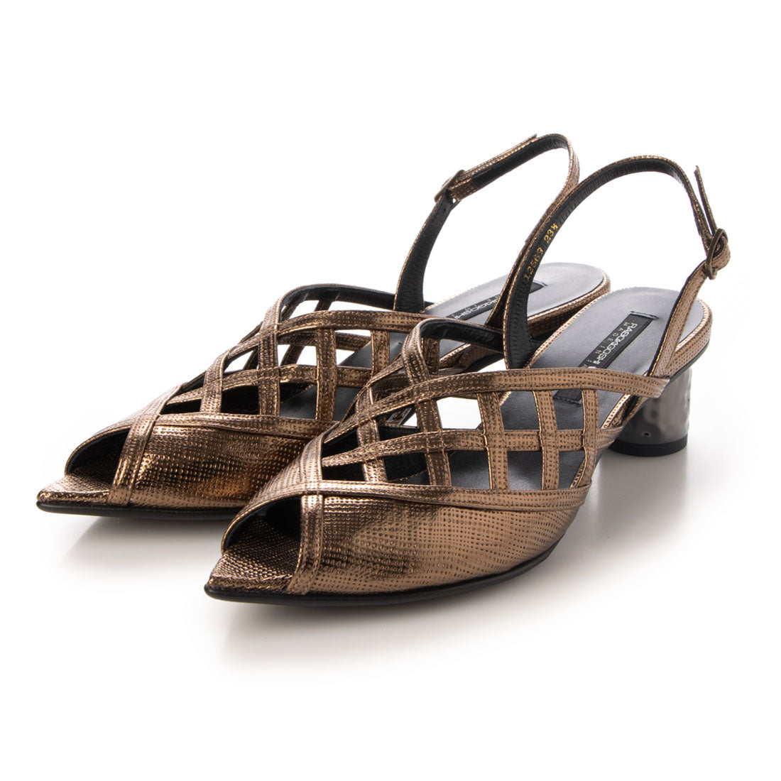 RABOKIGOSHI works Metallic embossed back strap sandals