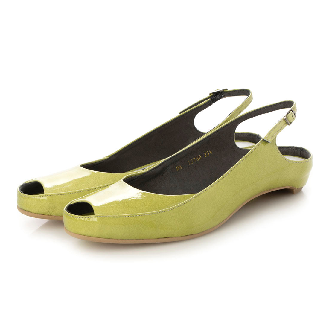 Labokigo Works rabokigoshi作品扁平的真皮開放式Tostrap Pumps
