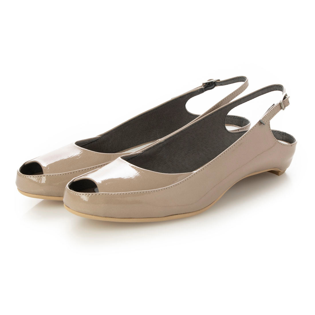 Labokigo Works rabokigoshi作品扁平的真皮開放式Tostrap Pumps