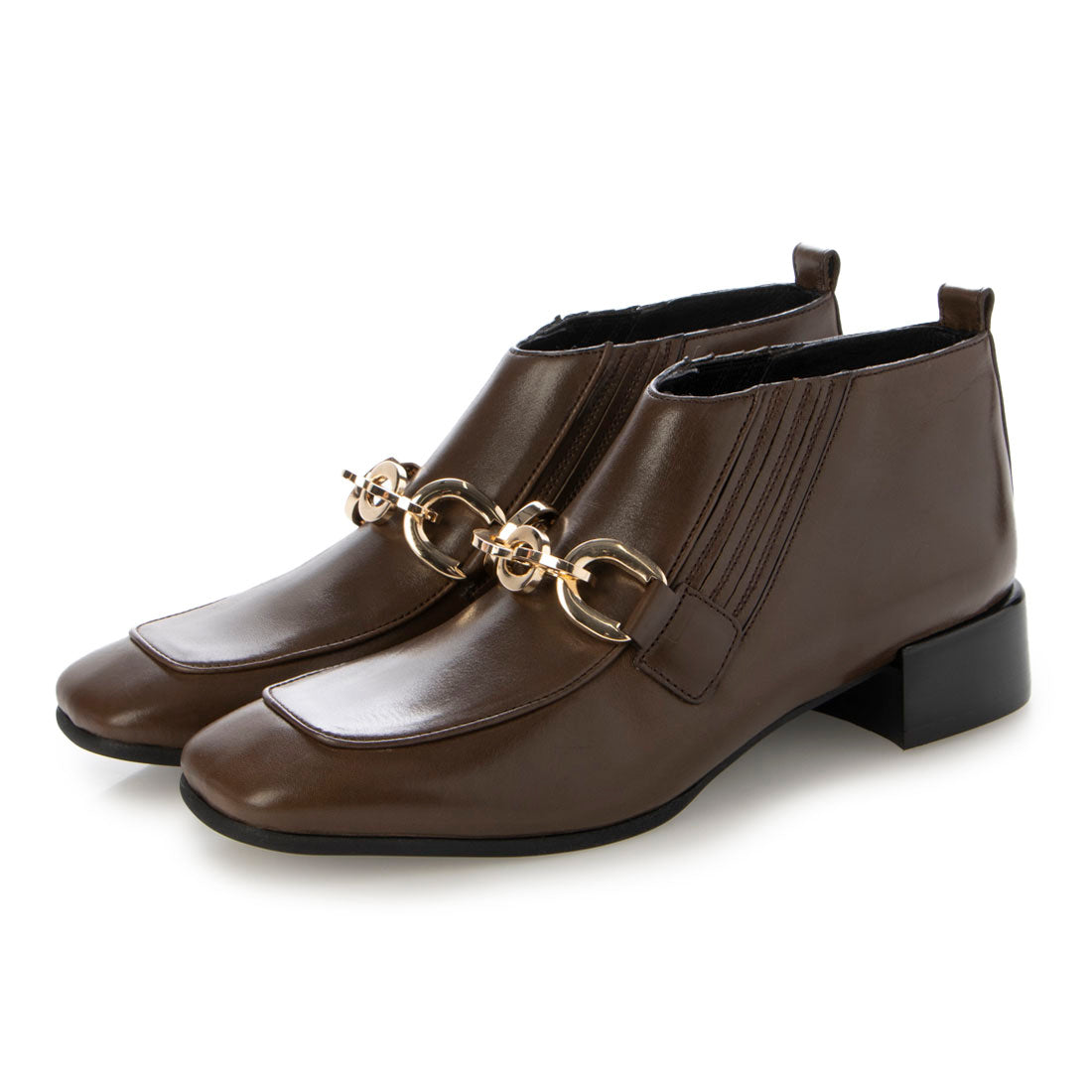 RABOKIGOSHI Works 3 公分真皮方頭鍊式短靴