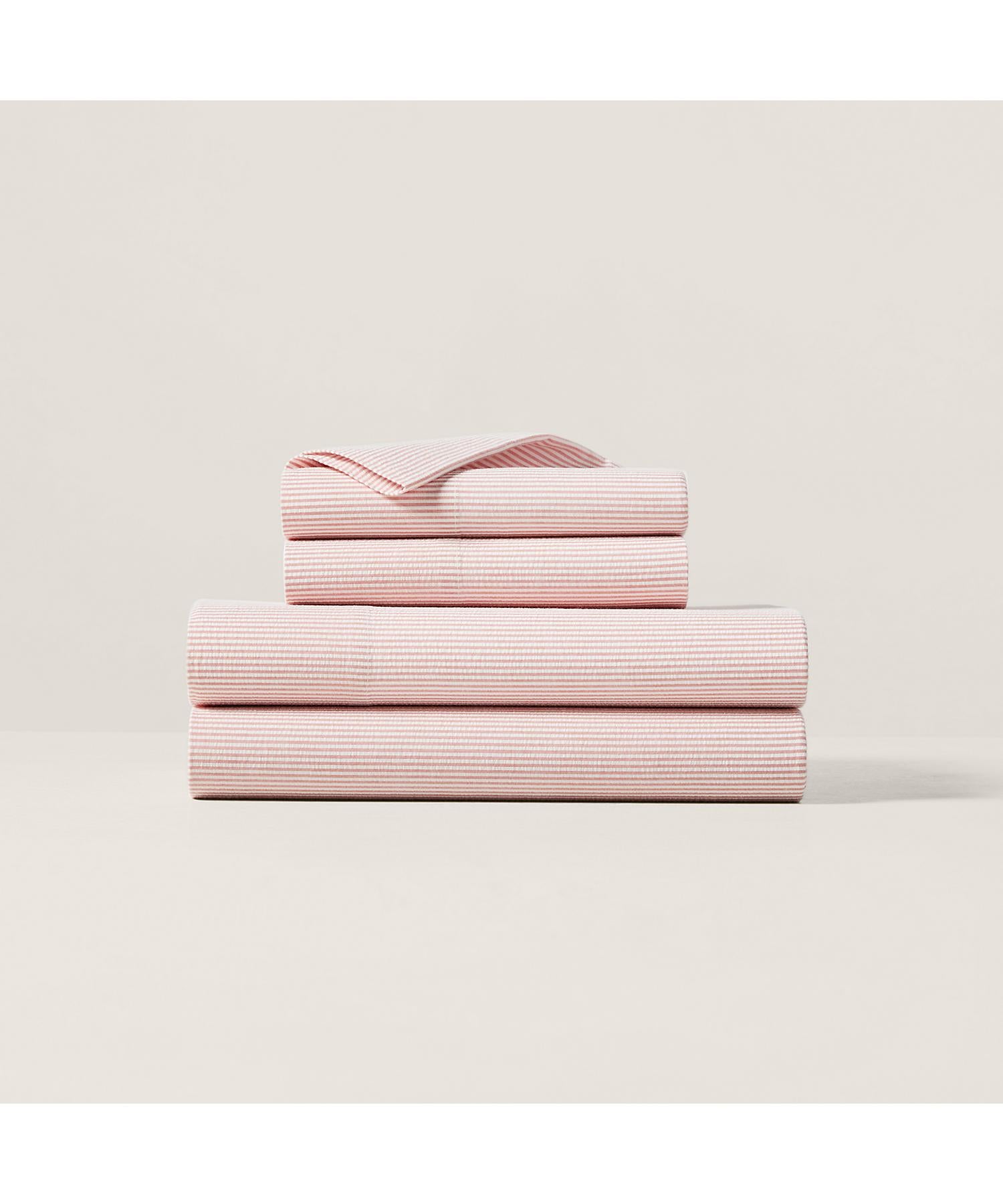 ラルフ ローレン ホーム RALPH LAUREN HOME シアサッカー ストライプ ボックスシーツ/セミダブルサイズ （650ピンク） 650ピンク