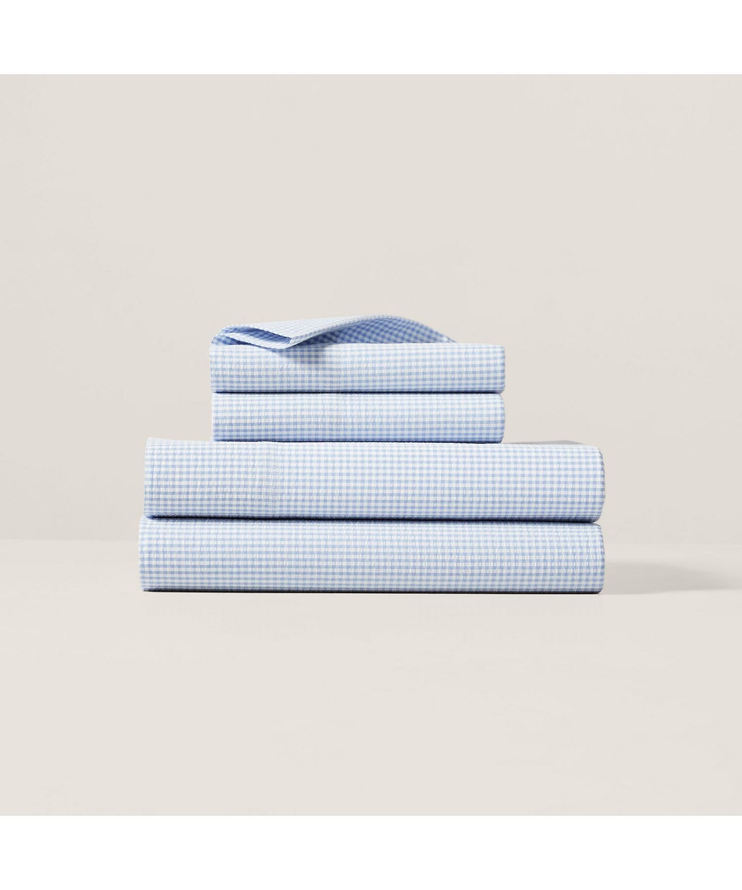 ラルフ ローレン ホーム RALPH LAUREN HOME シアサッカー ギンガム ボックスシーツ/シングルサイズ （400ブルー） 400ブルー