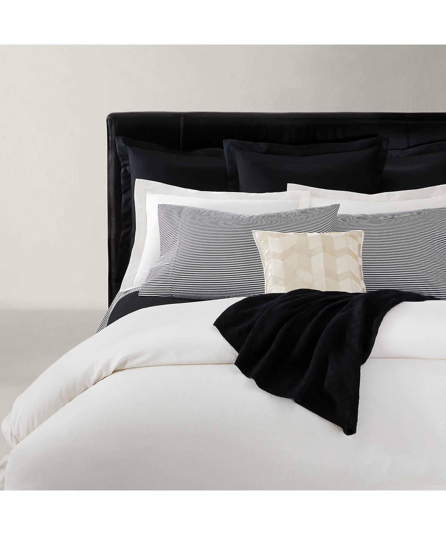 ラルフ ローレン ホーム RALPH LAUREN HOME オーガニック コットン シャーティング ストライプ ボックスシーツ/セミダブルサイズ （001ブラック） 001ブラック