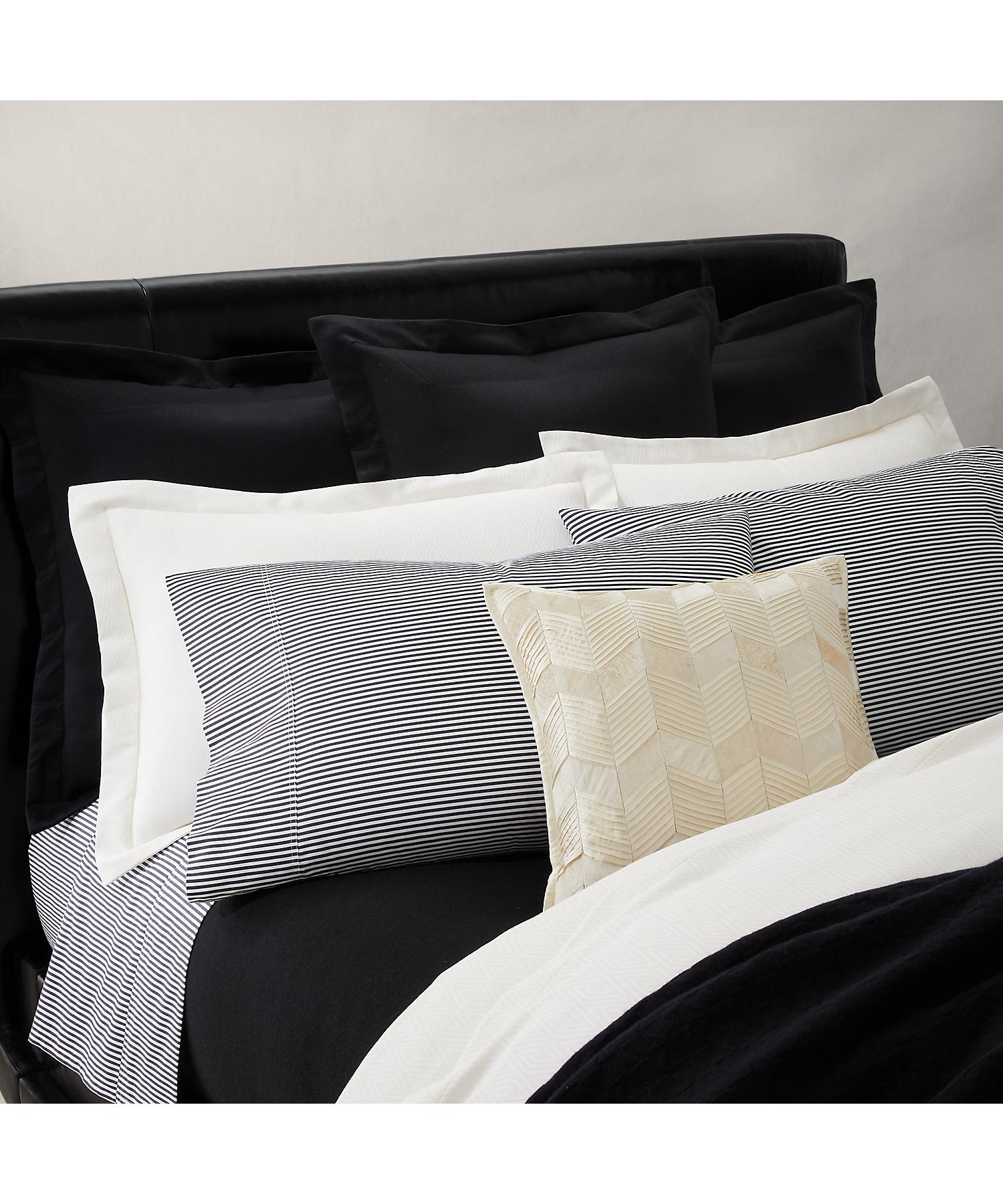 ラルフ ローレン ホーム RALPH LAUREN HOME オーガニック コットン シャーティング ストライプ ボックスシーツ/セミダブルサイズ （001ブラック） 001ブラック